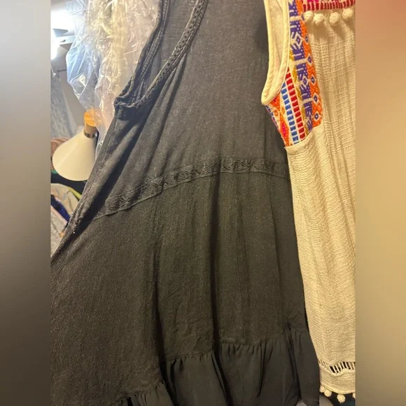 Free People Black and Gold Mini Summer Daze Dress - Picture 6 of 9